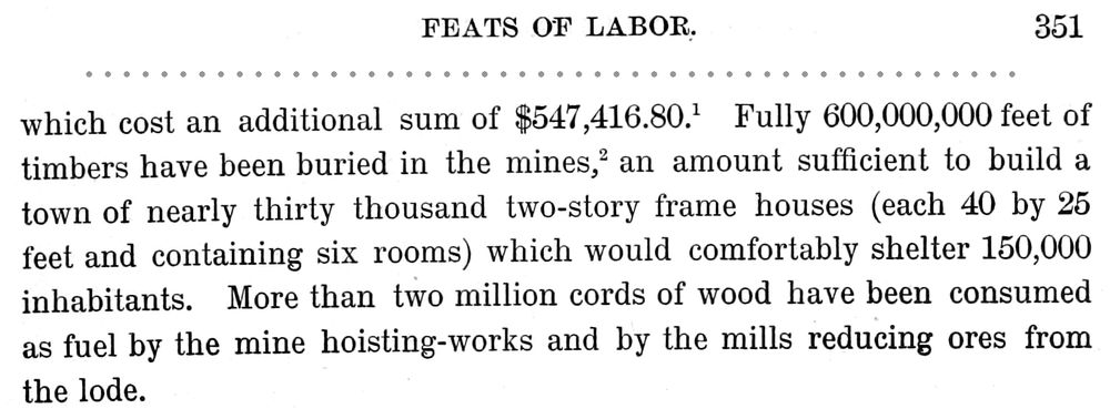A clipping of a printed government monograph, page 351, headed Feats of Labor.
